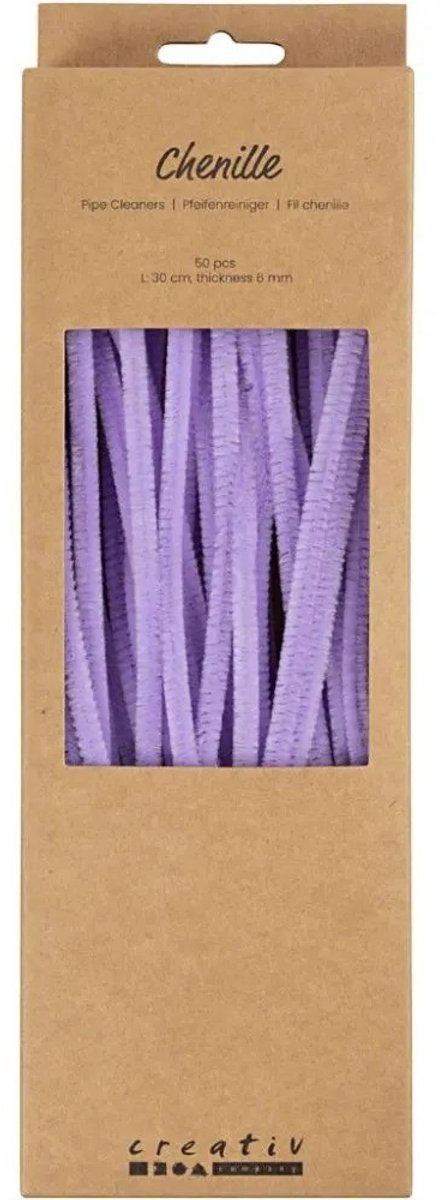 Creativ company chenille, l: 30 cm, épaisseur 6 mm, violet, 50 pièces 1 boîte
