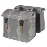 Basil Elegance Double Bicycle Bag, Chateau Taupe, animal de compagnie recyclé, pont universel, 40-49L