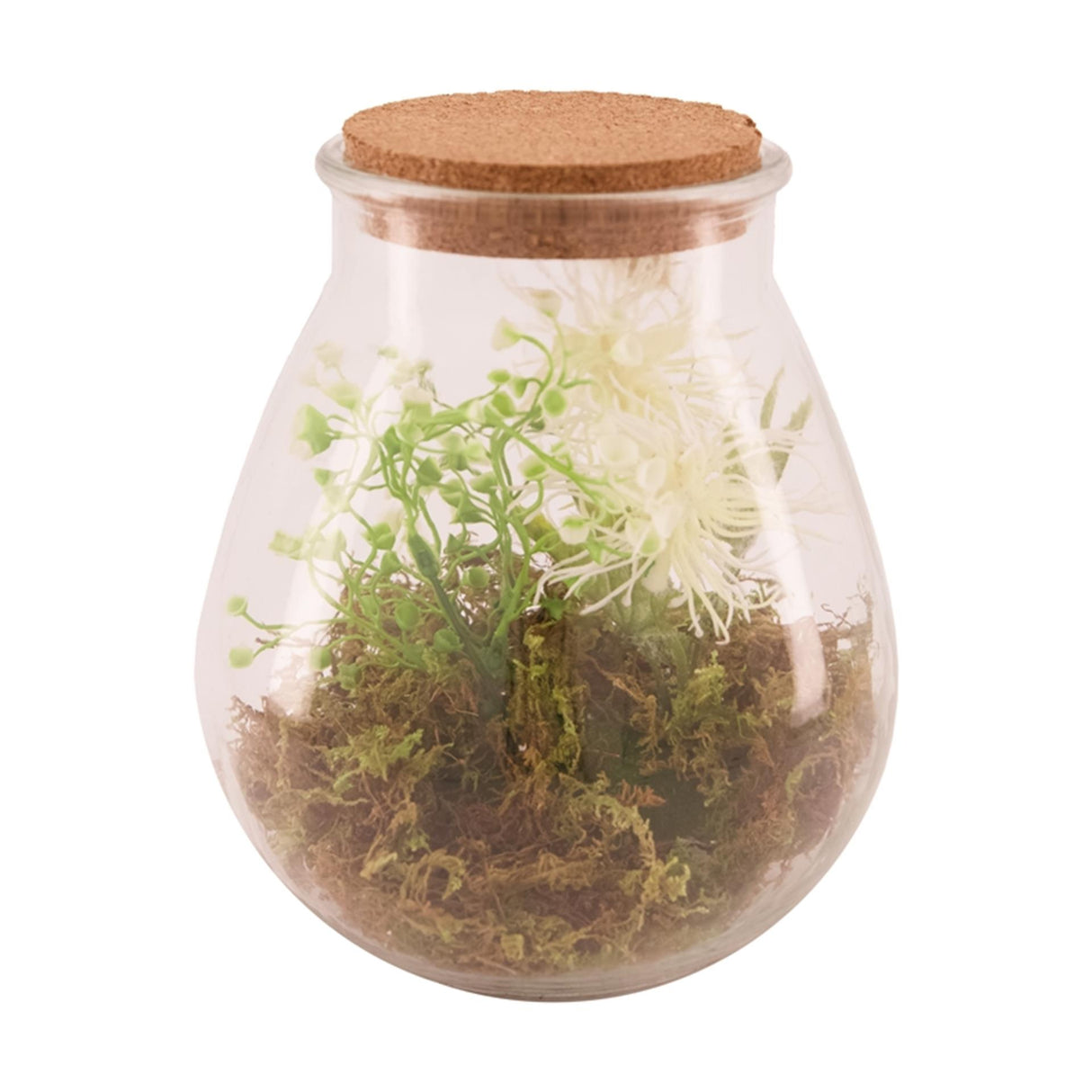 Vase en verre Natural Collections avec plante artificielle ø19,5x23,5cm