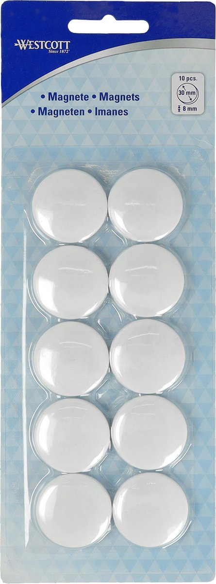 Aimants Westcott - ø 30x8mm - blanc - 10 pièces - ac-e10816