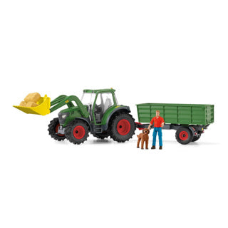 Tracteur Schleich Farm World avec remorque 42608