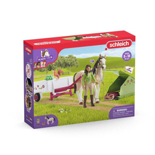 Schleich Horse Club Play Figure Set - Le voyage de camping de Sarah - Jouets pour enfants pour garçons et filles - 5 à 12 ans - 12 pièces - 42533