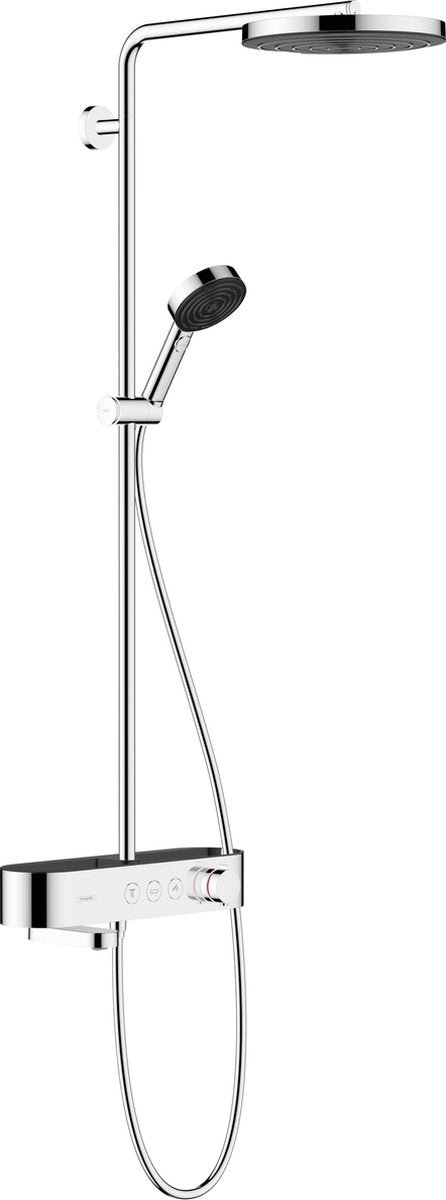 Hansgrohe Pulsify S Showerpipe 260 1jet avec thermostat de bain Tablette de douche Select 400 Chromé