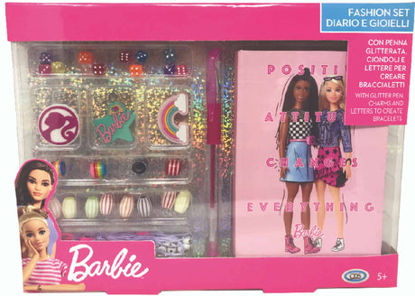 Ensemble de bijoux Barbie Mattel, bracelets à breloques, stylo à paillettes et agenda