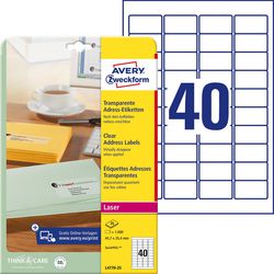 Inkjet adresetiketten avery 1.000 stuks transparant