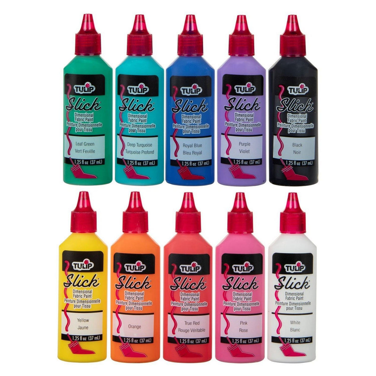 Tulipe • Peinture textile 3D 37ml collection de couleurs arc-en-ciel 10pcs.
