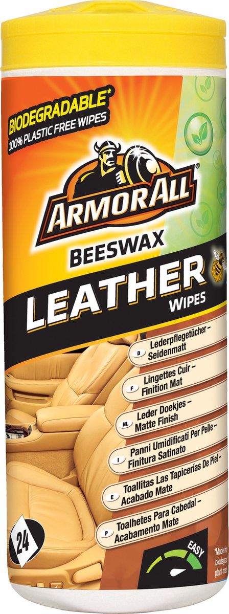 Armor all - lingettes nettoyantes pour cuir - 24 pièces