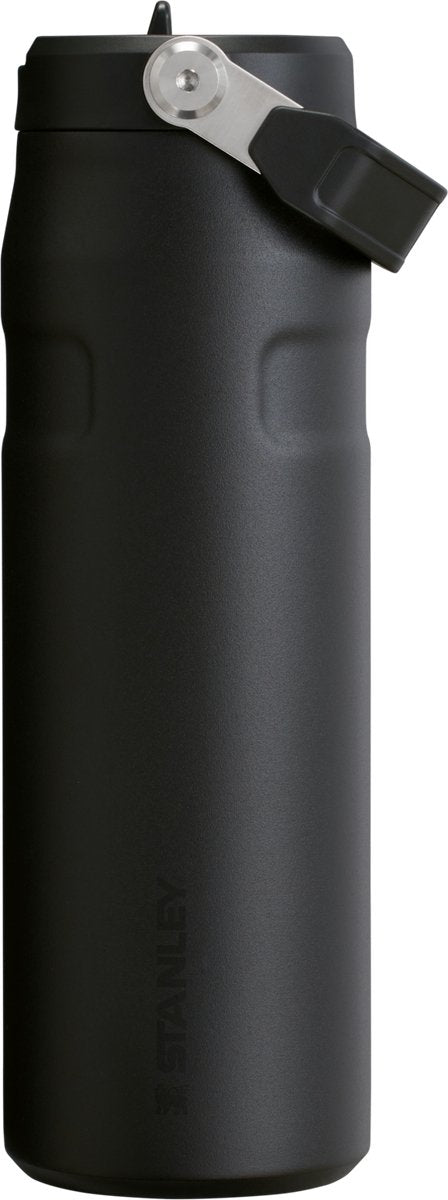 Bouteille d'eau Stanley Flip Straw 2.0 avec paille 0,7 l - 10 heures froides - 2 jours froides avec de la glace - gourde en acier inoxydable - sans BPA - étanche - passe au lave-vaisselle - noir