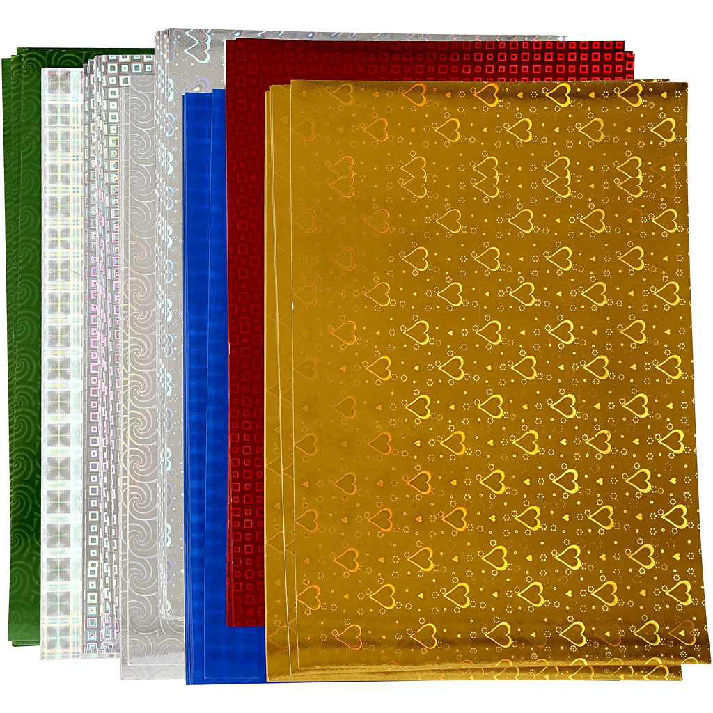 Papier holographique Creativ company, a4, feuille 210x297 mm, 120 gr, 80 feuilles div 1 boîte