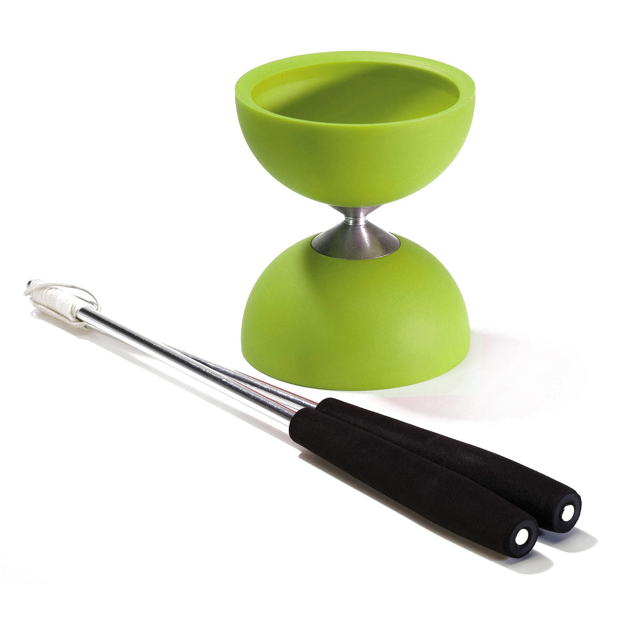 Eureka rubber diabolo met aluminium stokken - groen