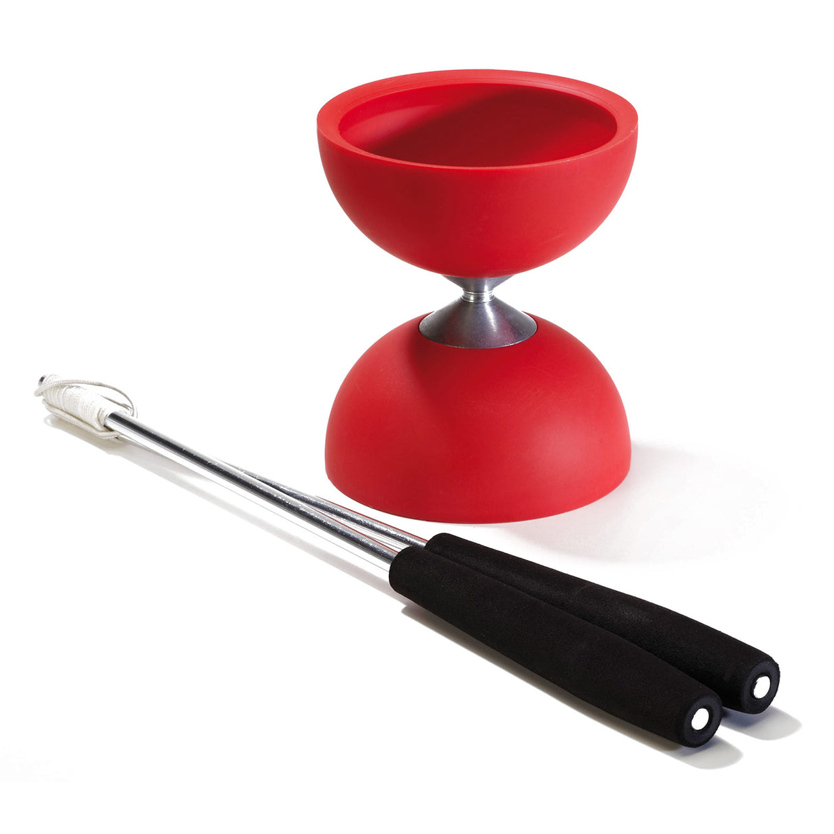 Eureka rubber diabolo with aluminum sticks red