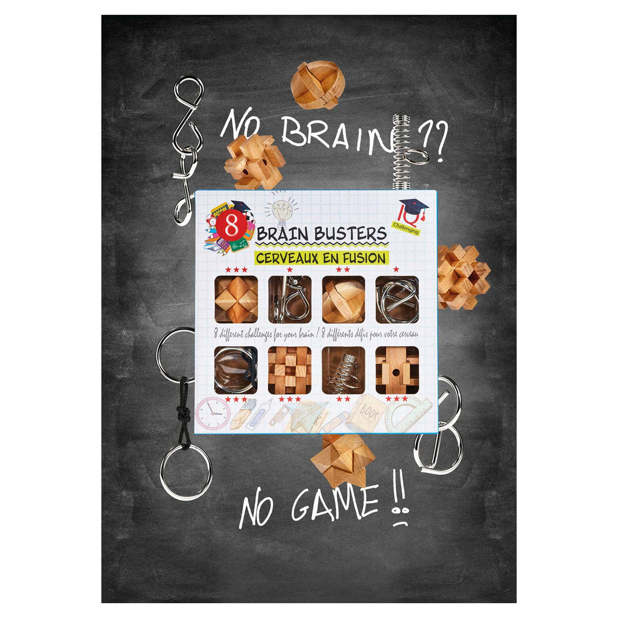 Brain Puzzle Set Wood and Metal, 8t.