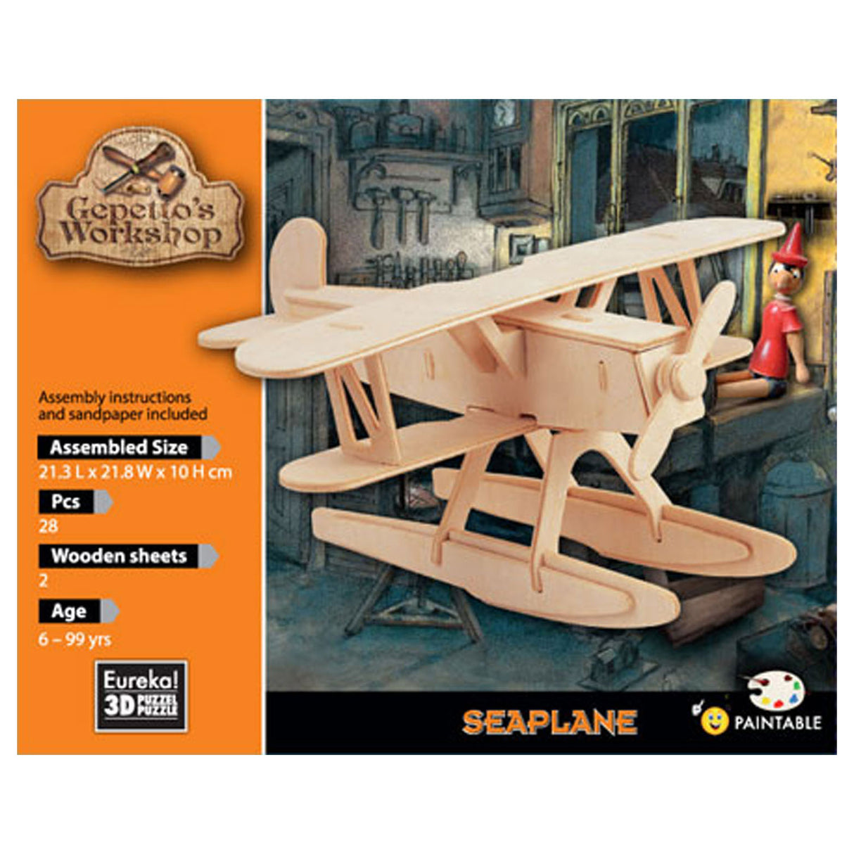 Kit de construction en bois 3d L'atelier d'Eureka Gepetto - hydravion