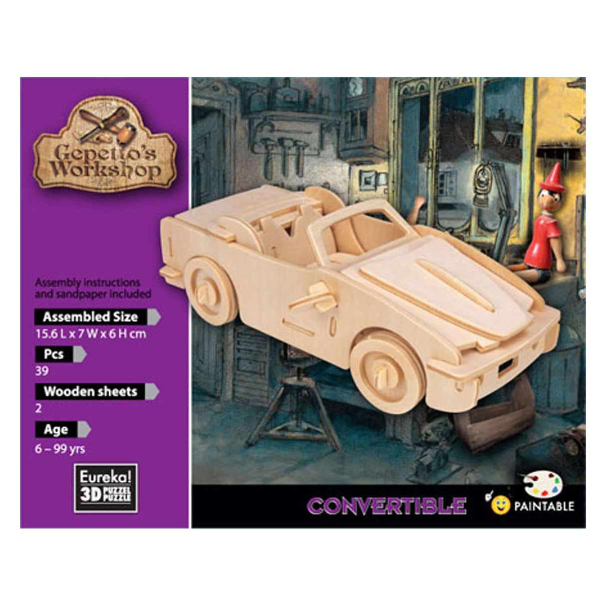 Gepetto's Workshop Wooden Kit 3D - kabriolet