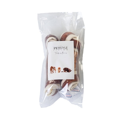 Petstyle vivant os noué multicolore avec poulet