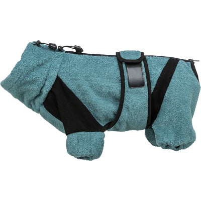 Trixie peignoir maison salopette en tissu éponge pétrole