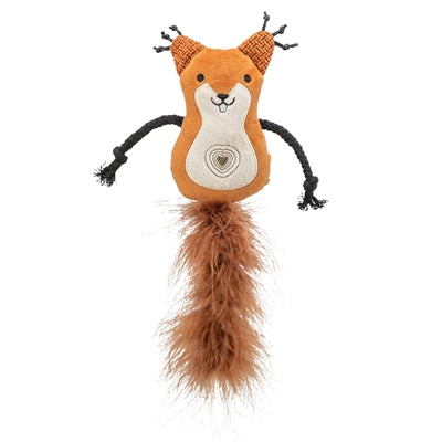 Peluche écureuil Trixie avec queue en plumes et herbe à chat