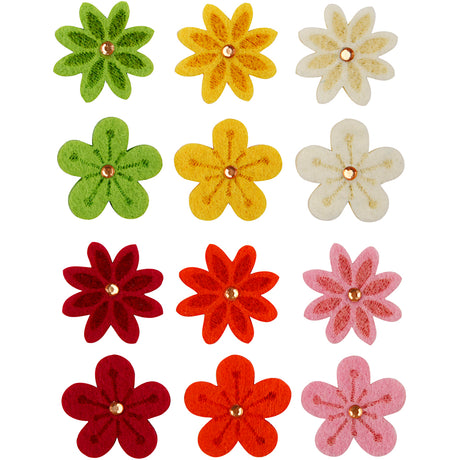 Creativ company fleurs en feutre avec strass, d 30 mm, épaisseur 2,5 mm, 120 pièces 1 boîte