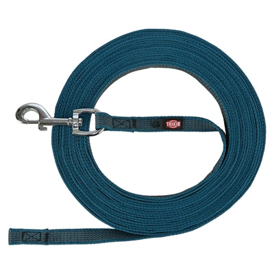 Trixie Dog Leash Tow Line med gummi -anti -slip benzinblå