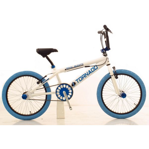 Royal Freestyle BMX 20 -BUGATTI - Blanc avec des pneus bleus