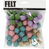 Perles de laine Creativ company, d 20 mm, couleurs pastel, 64 pièces 1 boîte