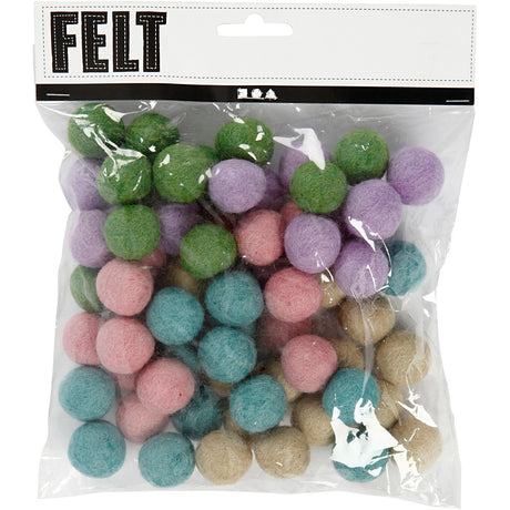 Perles de laine Creativ company, d 20 mm, couleurs pastel, 64 pièces 1 boîte