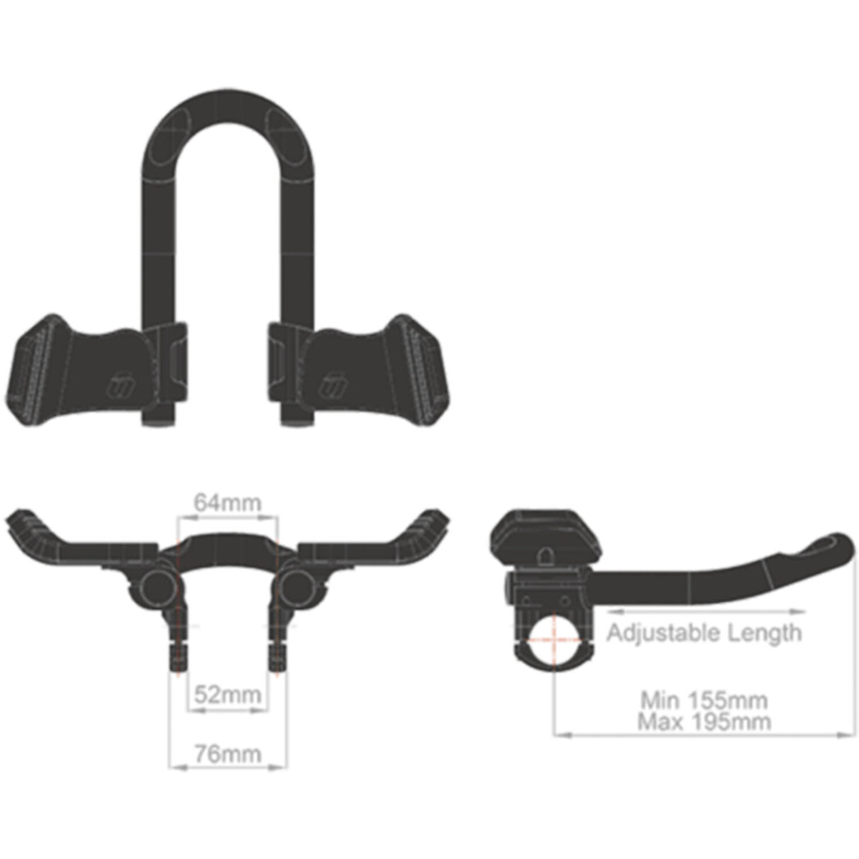 Controltech - falcon triathlon tt aerobar mini clip-on en aluminium