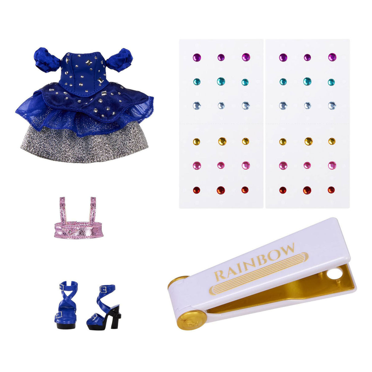 Rainbow High Be Dazzling Fashion Dolls - Genevieve bleue (bleu) avec outil bedazzle et strass scintillants