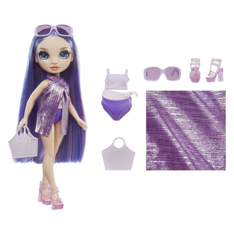 Poupée mannequin style bain haut arc-en-ciel - 28 cm - violet (violet)