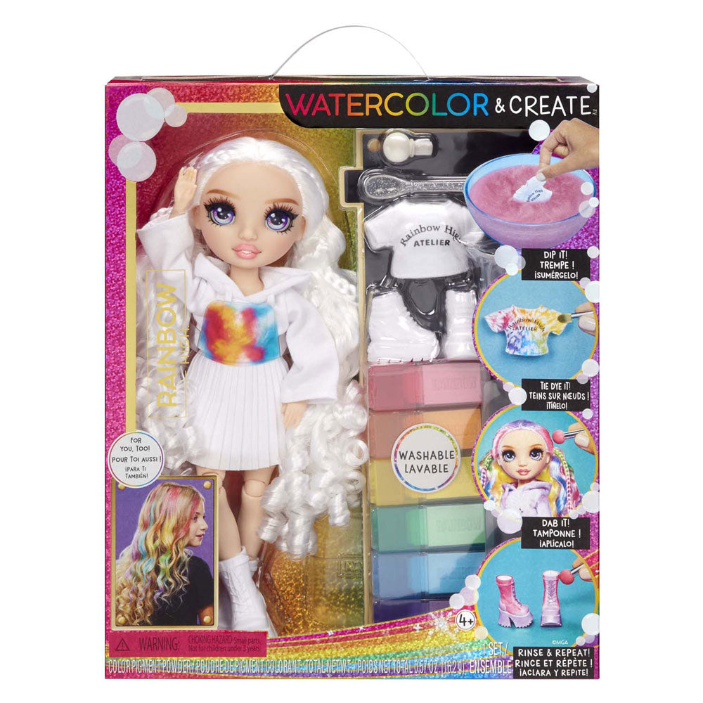 MGA Entertainment Rainbow High Watercolor Create -modepop - Purple Eyes