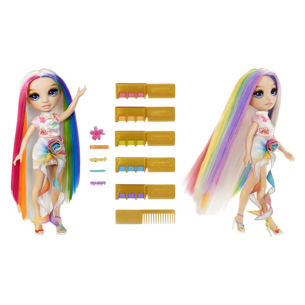 Mga entertainment poupée haute couture arc-en-ciel avec craie pour cheveux - arc-en-ciel amaya