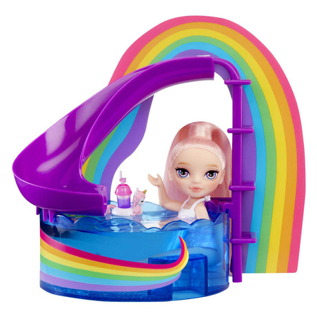 Petite poupée arc-en-ciel, journée à la piscine avec ensemble de jeu blush
