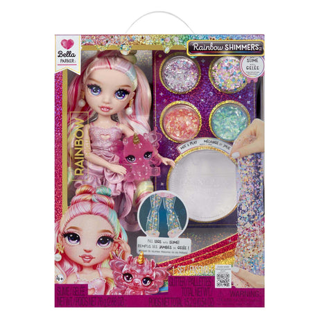Poupée mannequin arc-en-ciel scintillante avec slime - bella (rose)