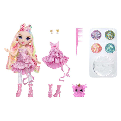 Poupée mannequin arc-en-ciel scintillante avec slime - bella (rose)