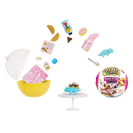 Miniverse make it mini foods : dîner série 4 - kit de bricolage - fabrication de miniatures - collations et boissons - table incluse