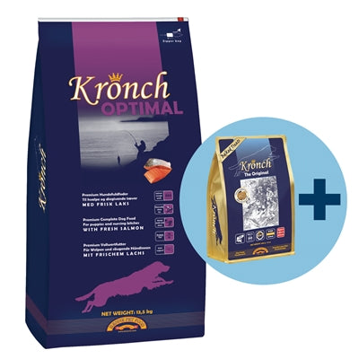 Kronch Optimal hvalp med gratis Kronch 100% laks snacks