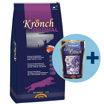 Kronch Optimal hvalp med gratis Kronch 100% laks snacks