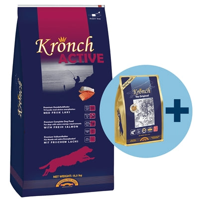 Kronch Active Adult con bocadillos de salmón 100% gratis de Kronch