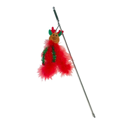 Happy Pet Cat Rod Sparkle Reindier avec des plumes