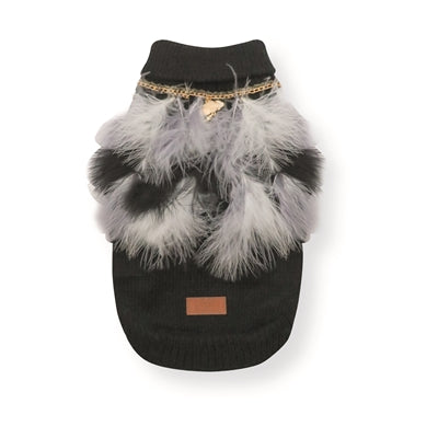 Pull pour chien Croci à plumes noir et blanc