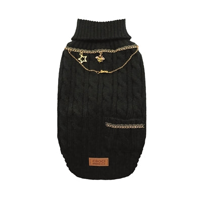 Pull Croci Dog avec Chain Gold-Colored Black