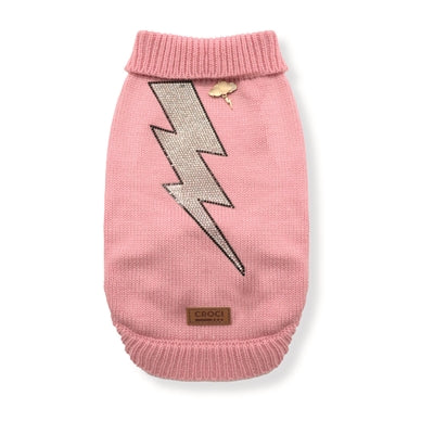 Croci pull pour chien tonnerre éclair rose