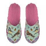 Babouche jardin oiseaux vert rose