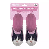 Babouche noir blanc chat rose