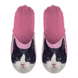 Babouche noir blanc chat rose