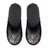 Chausson gris chat noir