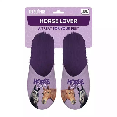 Chausson amoureux des chevaux violet