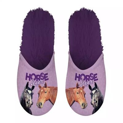 Chausson amoureux des chevaux violet
