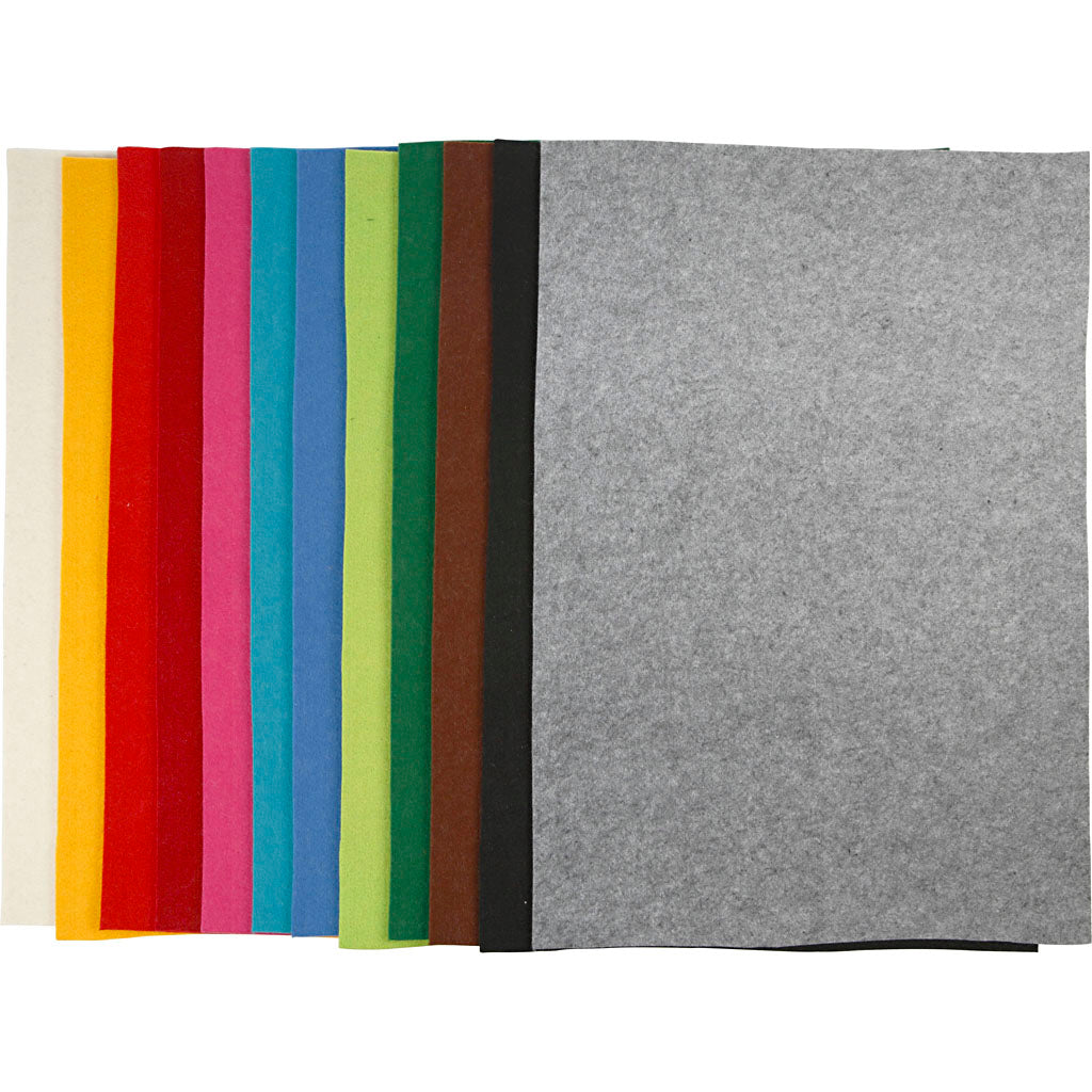Feutre de loisir Creativ company, feuille 42x60 cm, épaisseur 3 mm, différentes couleurs, 120 feuilles 1 boîte