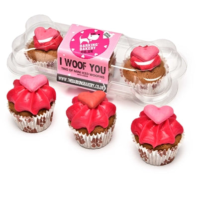 The Barking Bakery I Woof You Saint-Valentin Mini trio de woofins glacés assortis